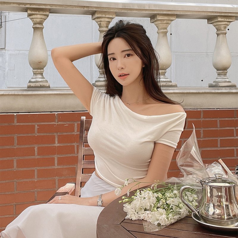 한국 동대문 패션 편안함 트렌드 부드러운 센스 荡荡 칼라 품격 여성 몸매 가꾸기 반팔 티셔츠