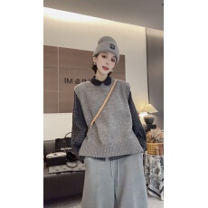 批发【加厚加绒】2025秋冬感极简百搭镂空翻领格纹衬衫2502➕背心