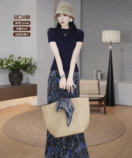 inmmin05 여름 새로운 패치워크 색상 꽃무늬 한 마디 반신 스커트 품격 다용도 맨위