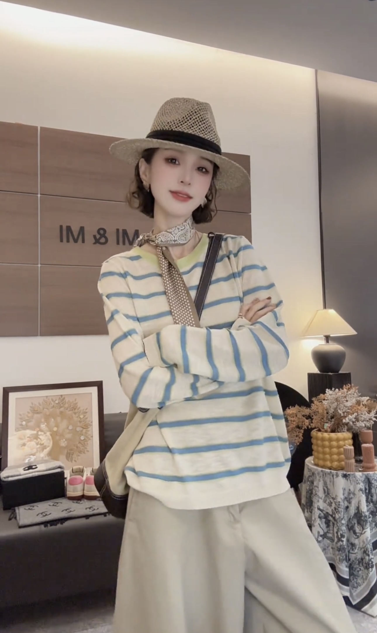 쌀 쌀 새 상점 이른 봄 새로운 한 부서 원본 관절 스트라이프 빛 럭셔리 루즈핏 다용도 맨위 2602-08