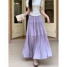 批发实拍~ 大码胖MM2026新款百褶超仙蛋糕大摆松紧腰半身裙长裙