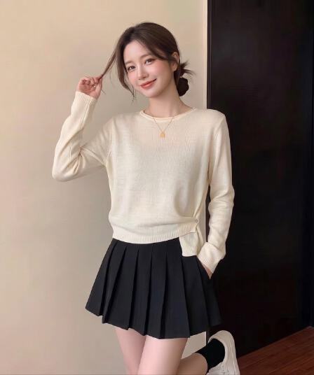실사 빅 사이즈 지방 mm 가을 새로운 라운드 넥 아메리칸 디자인 센스 언더 바르게 되다 어깨 긴팔 맨위 스웨터
