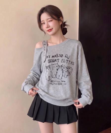 실사 빅 사이즈 지방 mm 가을 새로운 동물 인쇄 꽃 숄더백 가을 어깨 소매 긴팔 후드티 맨위