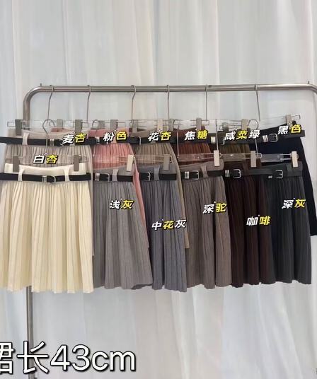 달콤한 매운맛 소녀 바람 니트 플리츠 반신 스커트 여성 가을 겨울 고급 센스 벨트 포함 다용도 슬림해 보이는 한 마디 짧은 치마
