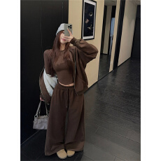 批发慵懒风套装卫衣<b class='q'>外套</b>内搭<b class='q'>长袖</b>T恤上衣女冬季宽松休闲裤长裤三件套