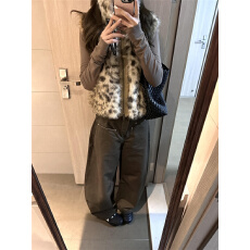 批发lilystore豹纹双面2穿时髦俏皮渐变雪奶豹皮草<b class='q'>马甲</b>女秋冬百搭外套