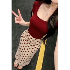 批发实价-巨好看红色波点<b class='q'>连衣裙</b>子女夏季2026新款小个子ootd穿搭套装