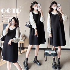 批发实拍现2026春季新款<b class='q'>孕妇装</b>大码法式拼接假两件甜美气质显瘦<b class='q'>连衣裙</b>