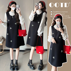 批发实拍现2026春季新款<b class='q'>孕妇装</b>蝴蝶结大码小香风显瘦减龄套装<b class='q'>连衣裙</b>