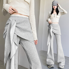 批发实拍 假两件美式辣妹弹力微喇<b class='q'>裤</b>女春夏新款高腰显瘦<b class='q'>韩版</b>休闲<b class='q'>裤</b>潮