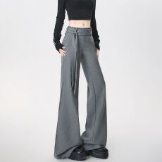 批发实拍 喇叭裤西装立体剪裁美式飘带垂感休闲裤女2026春夏宽松<b class='q'>裤子</b>