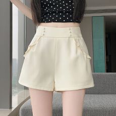 实拍 阔腿裤短裤女木耳边A字打底裤裤2026新款夏季新款高腰裤子