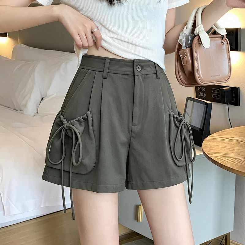 仿牛仔短裤女夏季新款韩版高腰显...