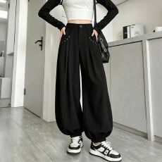 批发实拍 韩版2026秋冬季新款阔腿裤<b class='q'>小脚</b>裤显瘦高腰设计感休闲裤子女