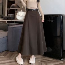 批发实拍大量有货  毛呢长款<b class='q'>半身</b>裙冬季百搭遮胯显瘦裙子韩版A字伞裙