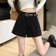 批发实拍大量有货 毛呢<b class='q'>短裤</b>女秋冬季新款阔腿裤A子百搭韩版<b class='q'>高腰</b>裤子