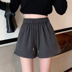 批发实拍大量有货 侧开叉毛呢阔腿<b class='q'>裤</b><b class='q'>短裤</b>女冬季A字<b class='q'>韩版</b>显瘦百搭休闲<b class='q'>裤</b>