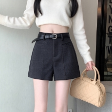 批发实拍大量有货 毛呢<b class='q'>短裤</b>女秋冬阔腿裤显瘦韩版A字百搭裤子