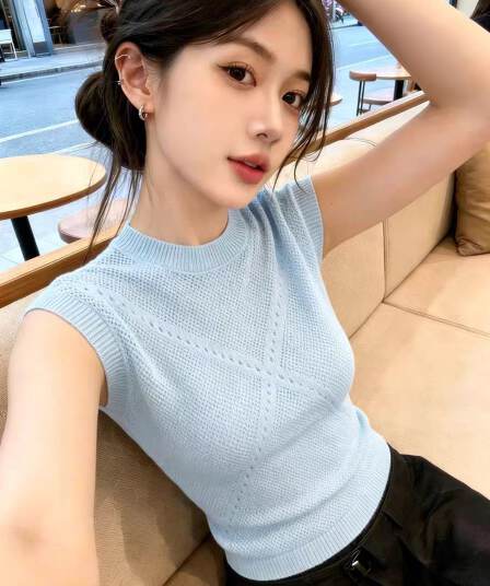 한 부서 라운드 넥 홀로우 아웃 얇은 스타일 민소매 조끼 니트 스웨터 여성 2026 여름 새로운 몸매 가꾸기 슬림해 보이는 외국 가스 맨위