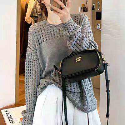 한 부서 단색 메쉬 구멍 라운드 넥 니트 맨위 빅 사이즈 지방 mm 캐주얼 통기성 외부 가져 가라. 슬림해 보이는 풀오버 작은 셔츠
