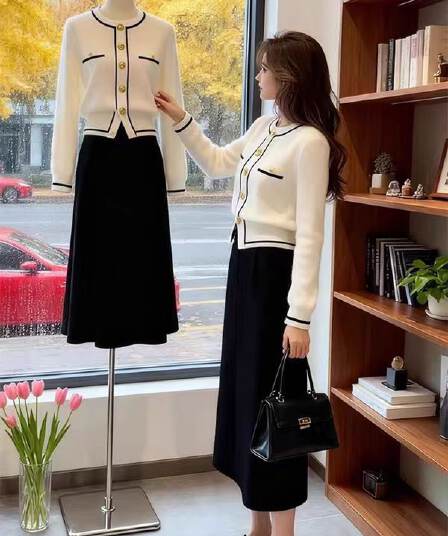 프랑스식 고급 센스 화이트 니트 오픈 가디건 여성 2026 가을 겨울 새로운 고유 한 아름다운 세련된 외국 가스 인사이드 잡아라. 의류