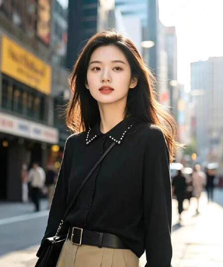 가을 겨울 새로운 익스트림 제인 바람 진주 장식 폴로 칼라 니트 스웨터 여성 검정색 싱글 줄 버튼 몸매 가꾸기 슬림해 보이는 다용도 맨위