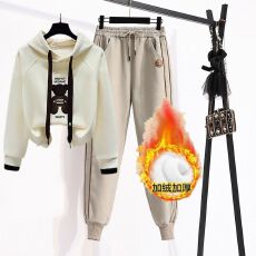 批发秋冬季<b class='q'>新款</b>加绒加厚时尚套<b class='q'>装</b>女修身连帽卫衣韩版休闲<b class='q'>裤</b>两件套女<b class='q'>装</b>