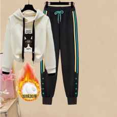 批发加绒冬季女连帽加厚加绒套<b class='q'>装</b>时尚套<b class='q'>装</b>两件套<b class='q'>新款</b>小个子洋气卫衣