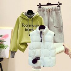 批发秋冬加绒加厚<b class='q'>套装</b>女学生韩版宽松假两件卫衣修身<b class='q'>休闲</b>毛呢裤三件套