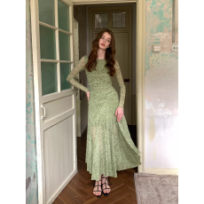 批发印花 长袖收腰网纱薄纱2026春季<b class='q'>连衣裙</b>女长裙新款收腰