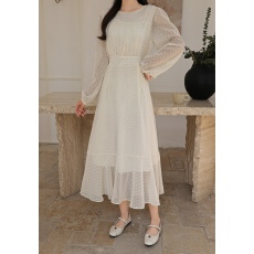 批发2026春季韩版新款高级感气质女神范仙别致修身显瘦雪纺<b class='q'>提花</b><b class='q'>连衣裙</b>