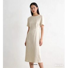 批发韩国东大门<b class='q'>正品</b>代购春夏新款温柔气质褶皱弹力连衣裙