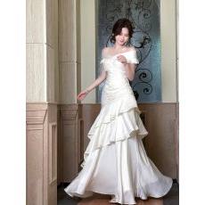 批发法式一字肩轻奢<b class='q'>连衣裙</b>小众礼服<b class='q'>高端</b>鱼尾裙