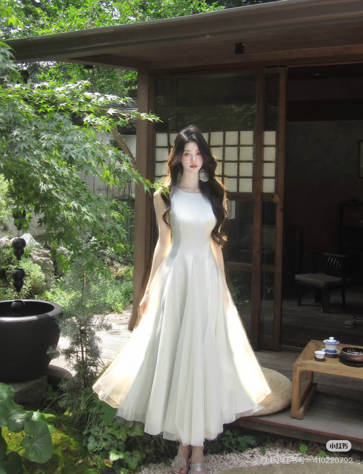 망사 빅 플레어 스커트
