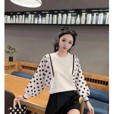 批发接大小订单/来工厂考察/物美价廉 圆领<b class='q'>蝙蝠衫</b>波点<b class='q'>雪纺</b>长袖 丝光棉