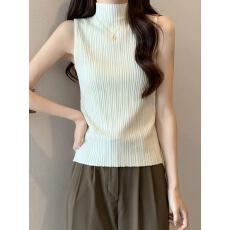 批发接大小订单/来工厂考察/物美价廉 半高领遮副乳无袖坎肩<b class='q'>打底衫</b>