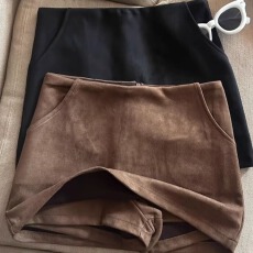 批发280克麂皮绒 2025年秋冬韩版加厚防走光女低腰麂皮绒包臀半身裙