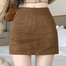 批发280克麂皮绒 2025年秋冬韩版加厚防走光女低腰麂皮绒包臀半身裙