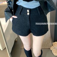 批发600克面料 咖色复古毛呢休闲短<b class='q'>裤</b>冬季百搭直筒<b class='q'>裤</b>a字热<b class='q'>裤</b>包臀<b class='q'>裤</b>子