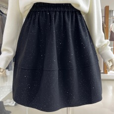 批发600克毛呢面料 氛围闪闪拼接茧型花苞毛呢<b class='q'>中裙</b>女高腰蓬蓬<b class='q'>半身</b>裙