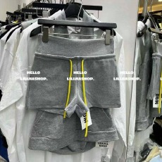 批发260克人棉空气层 韩版夏季新款美式撞色抽绳高腰休闲热裤<b class='q'>短裤</b><b class='q'>女</b>