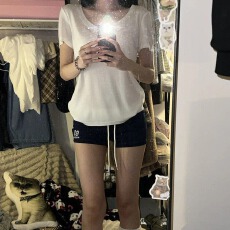 批发人棉空气层+罗口 美式辣妹撞色低腰运动短裤<b class='q'>女</b>早春新款外穿裤子