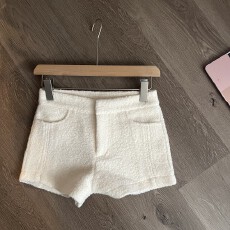 批发柚色  580克原版面料 毛呢休闲短裤女冬季靴裤直筒裤高腰包臀裤子