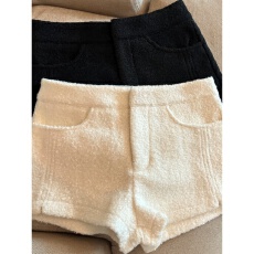批发柚色  580克原版面料 毛呢休闲短裤女冬季靴裤直筒裤高腰包臀裤子