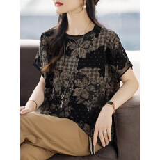 批发限价+12+小视频 <b class='q'>短袖</b>气质设计感<b class='q'>t</b><b class='q'>恤</b>女2026夏季新款印花<b class='q'>雪纺</b><b class='q'>上衣</b>