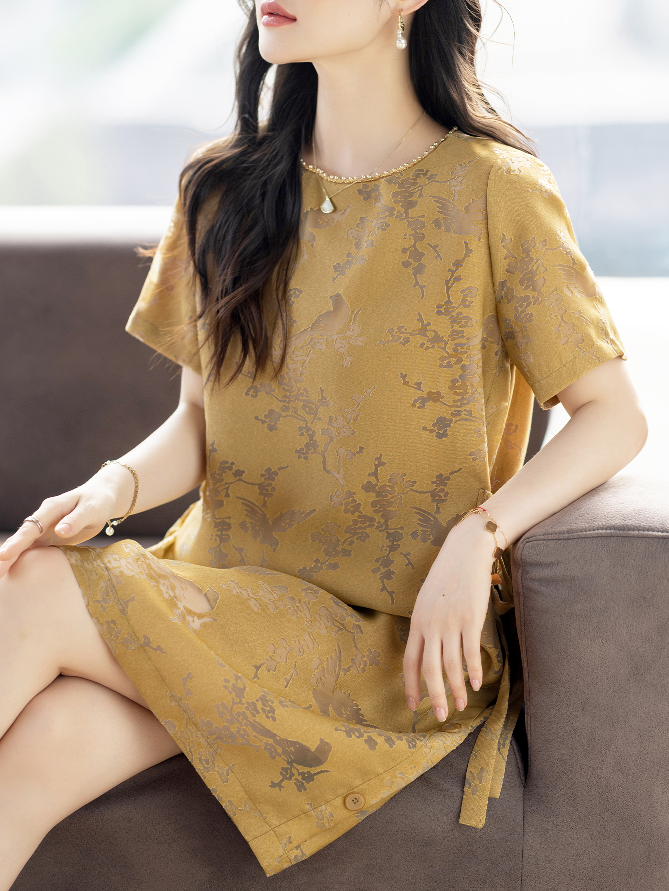 MY10452# 蝴蝶结烧花连衣裙女夏季新款宽松女装女裝貨源服裝批發
