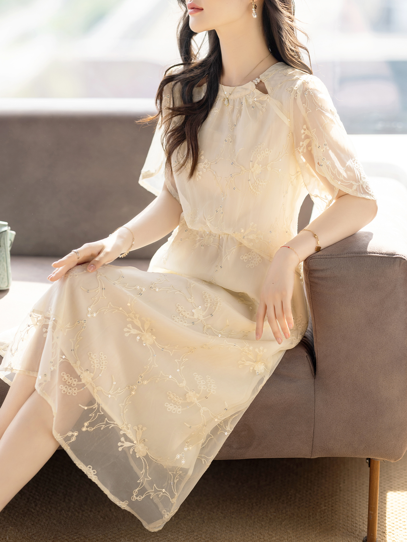 MY10450# 雪纺连衣裙新款女夏季设计感气质轻奢高级感女裝貨源服裝批發