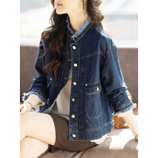 批发限价+12+小视频 2026春秋小立领显瘦复古水洗牛仔短外套毛须上衣