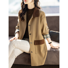 批发限价+12  休闲风衣女中长2026春秋新款拼色宽松显瘦外套