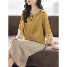 批发限价+12+小视频 夏季圆领七分袖<b class='q'>T</b><b class='q'>恤</b>女装2026新款时尚提花洋气上衣